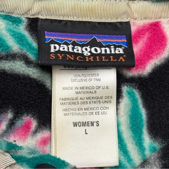 Patagonia Synchilla Manoa Floral Fleece Pullover Jacket Women Large T Snap Rare - Picture 5 of 9